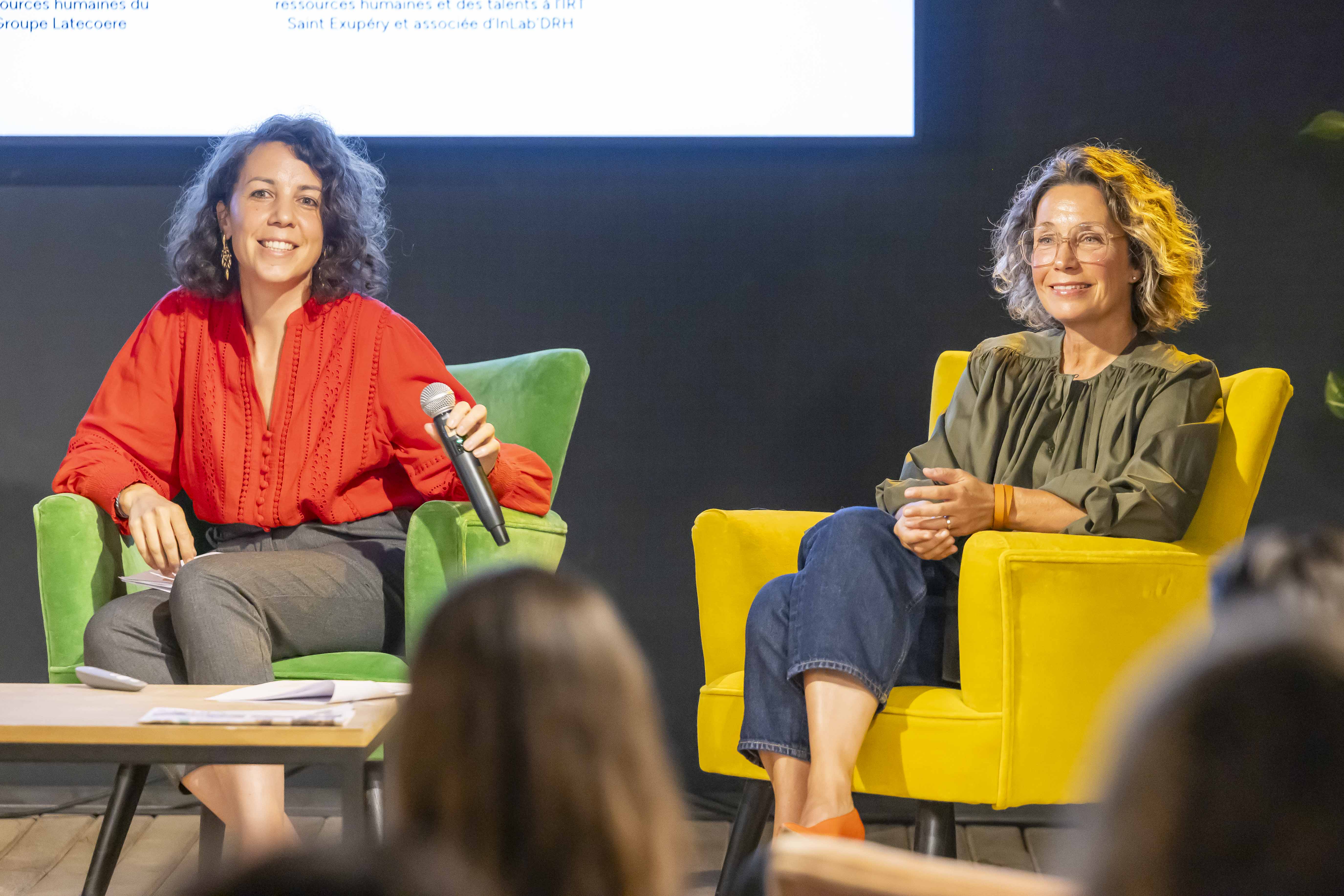 Jeanne Rigaud, directrice du développement des ressources humaines et des talents à IRT Saint Exupéry et associée d’InLab'DRH et Bérengère Moussard, responsable de la stratégie développement RH du Groupe Latecoere