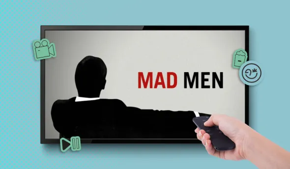 Silhouette noir devant un écran Mad Men