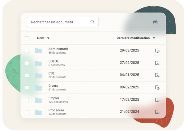 Interface logiciel Eurécia pour fournir les documents aux collaborateurs