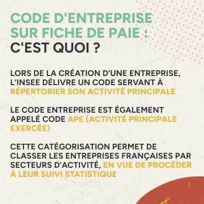 Infographie code d'entreprise sur fiche de paie c'est quoi ?