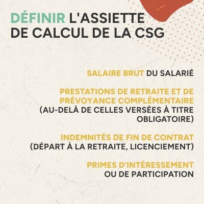 Infographie définir l'assiette de calcul de la CSG