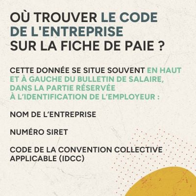 Infographie où trouver le code de l'entreprise sur la fiche de paie ?