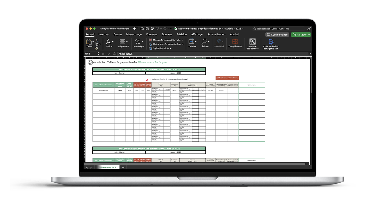 tableau préparation des evp