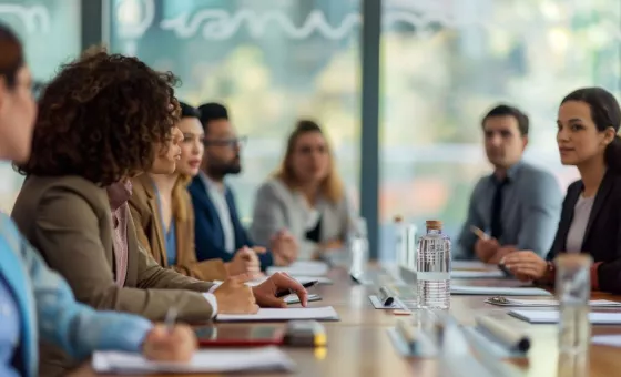 Professionnels en discussion autour d'une table