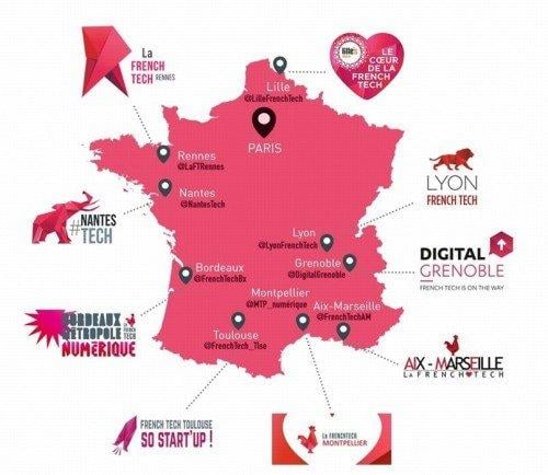 Carte des villes French Tech