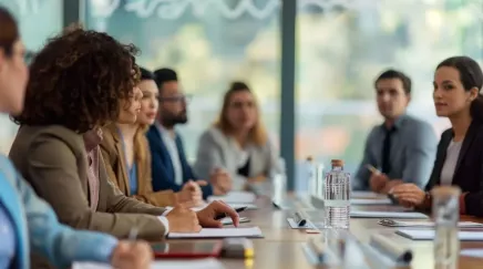 Professionnels en discussion autour d'une table