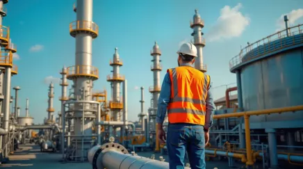 Ingénieur à l'extérieur d'une usine