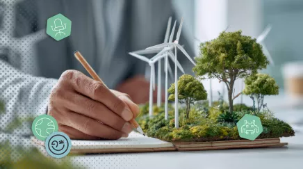 Personne travaillant sur un projet durable 